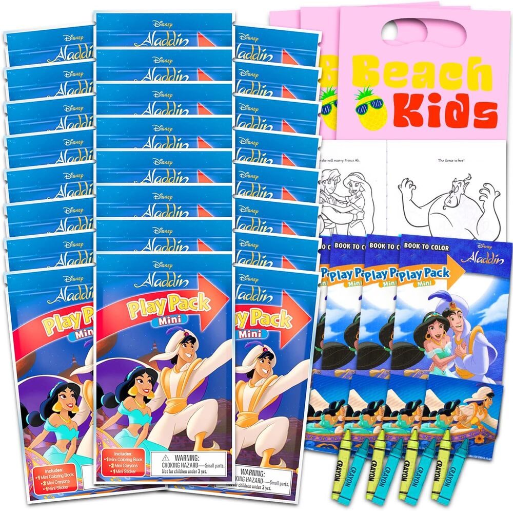 Disney Aladdin Party Favors for Kids Bundle - 24 Mini Activity Packs